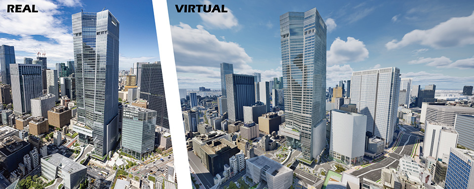 実物の建物（左）とVR（右）